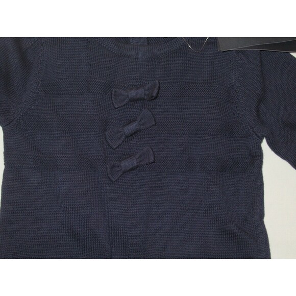 Tommy Hilfiger Dark Blue Navy Knit Dress Size 18M Bows Pocket Logo 100% Cotton - Picture 7 of 8